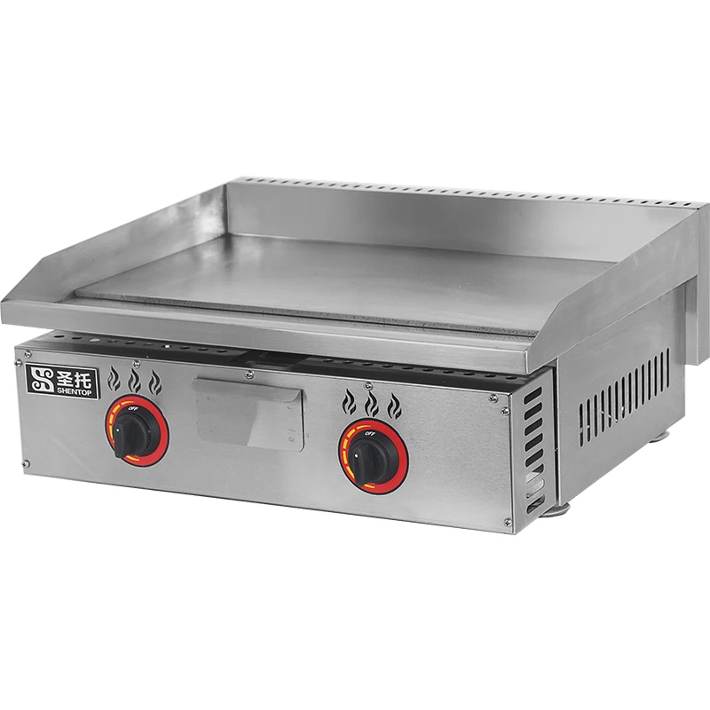 

Non-Stick Griddle Portable Table Top Gas Flat Griddle Commercial Restaurant 2 Burners Gas Grill Griddle