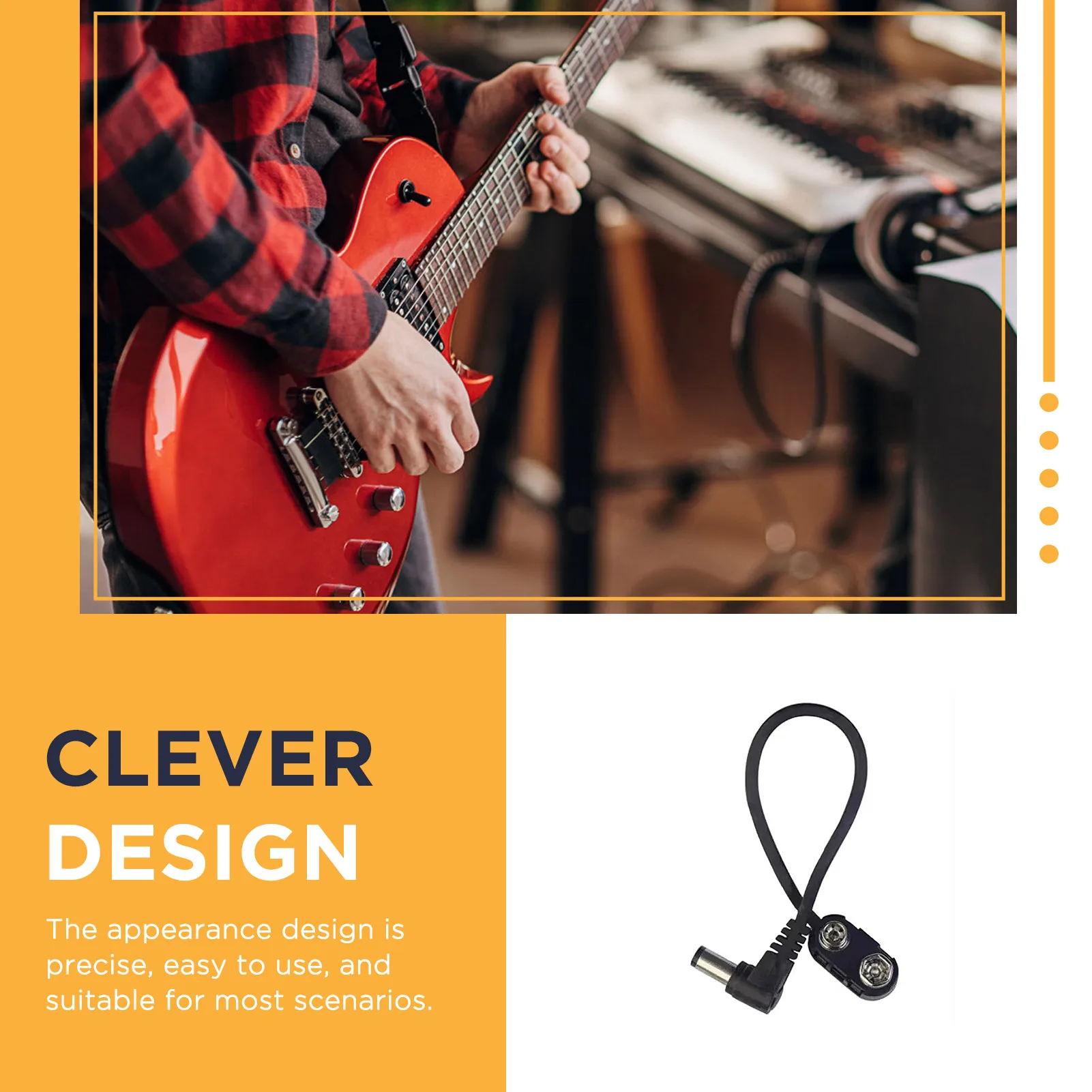 Battery Clip Power Cable 9V Guitar Effects Pedal USB to DC Adapter Center Negative for Stompbox Accessories Durable Cord