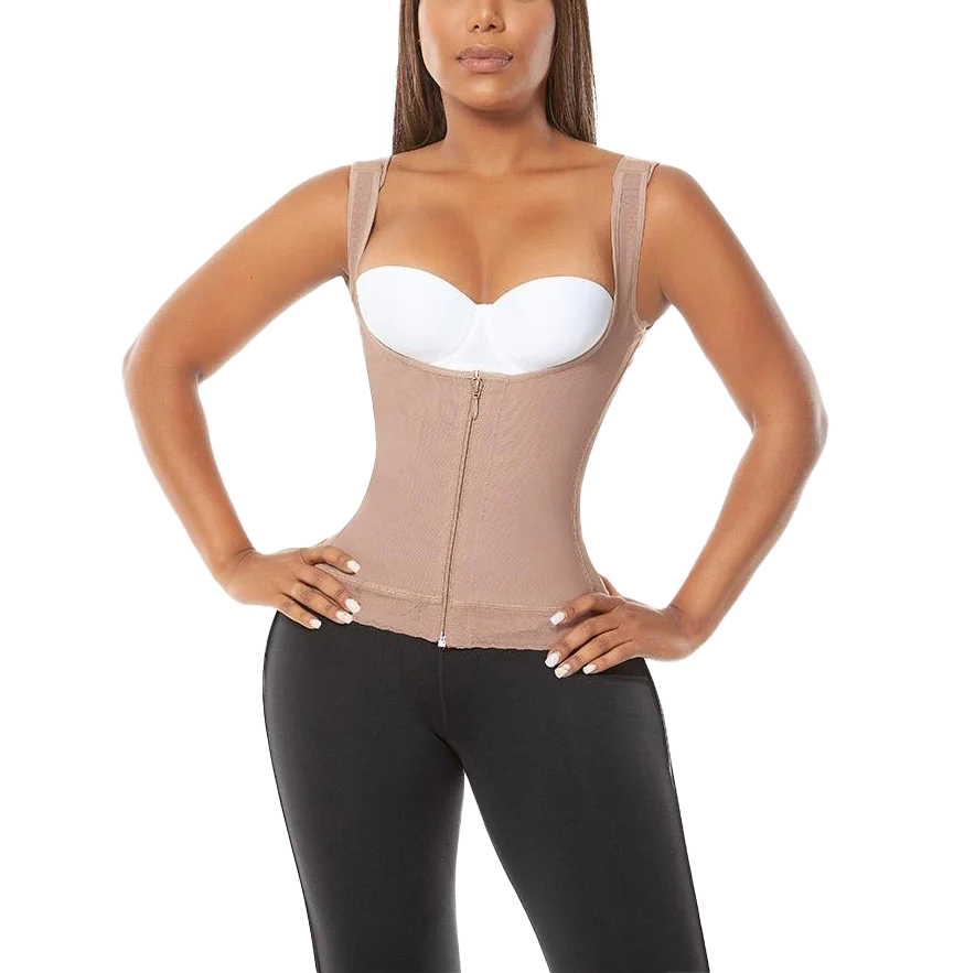 Compressão Body Shaper Vest com zíper frontal, Cintura Trainer Espartilho, Modelagem Cinto, Tummy Control Tops, Fajas Colombianas Cintura