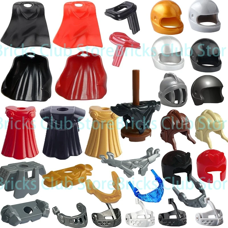 MOC Medieval Military Roman Soldier Building Blocks Knight Helmet Mask Cloak Armour Figure Accessory Mini Brick Toy Gift For Kid