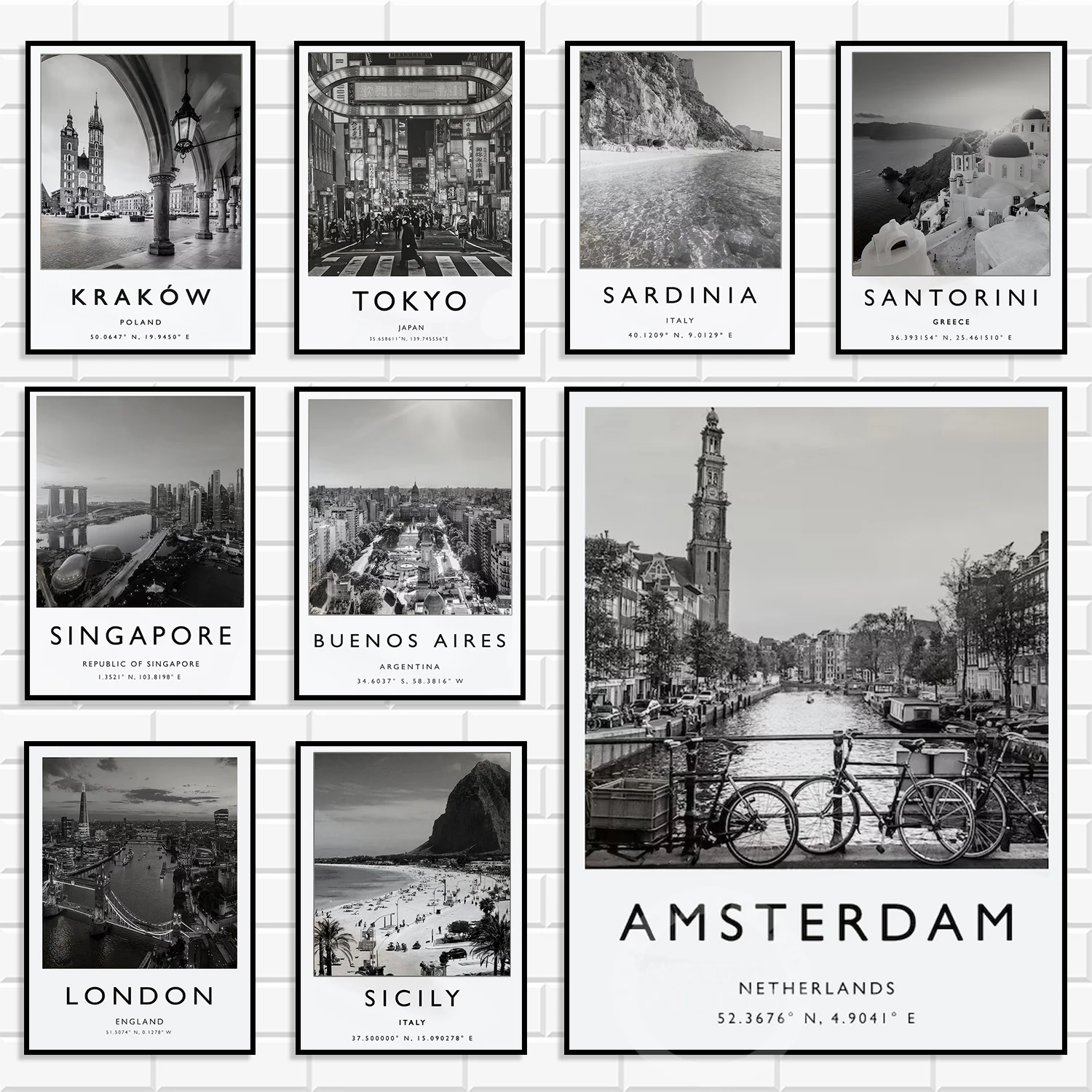 Minimalist Black White Italy City Photo Canvas Posters Retro European Travel Prints for Apartment & Living Room Wall Decor