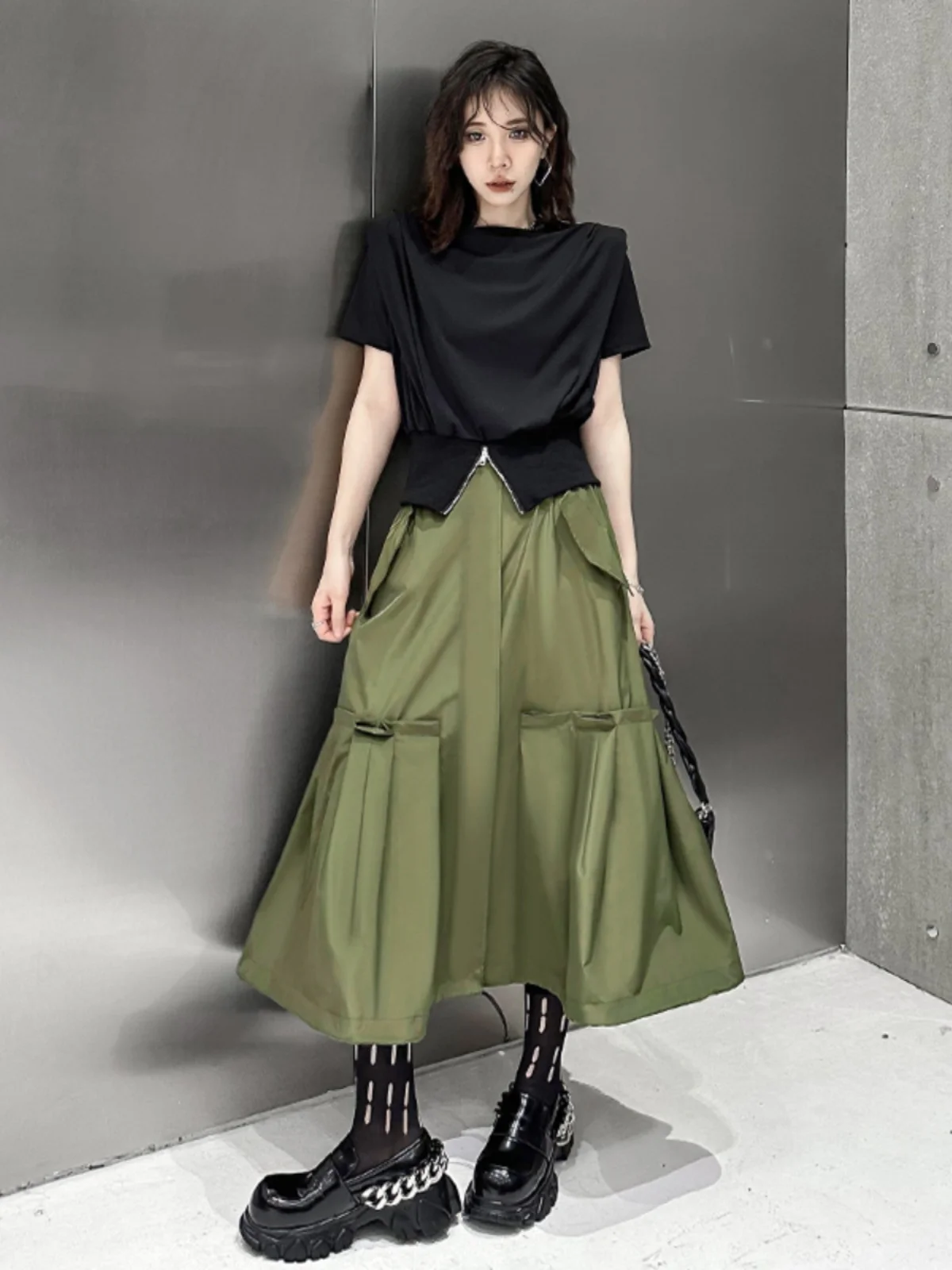 Summer New Women's Midi Skirt A-Line Loose Slimming Design Casual Style High Waist Polyester Fiber City Commute Daily Travel