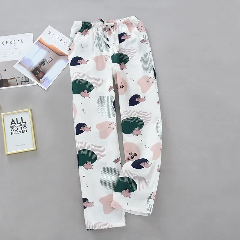 Women\'s 100% Cotton Summer Trousers Sleeping Large Size Loose Home Pants Air Conditioning Pants Confinement Pants Spring