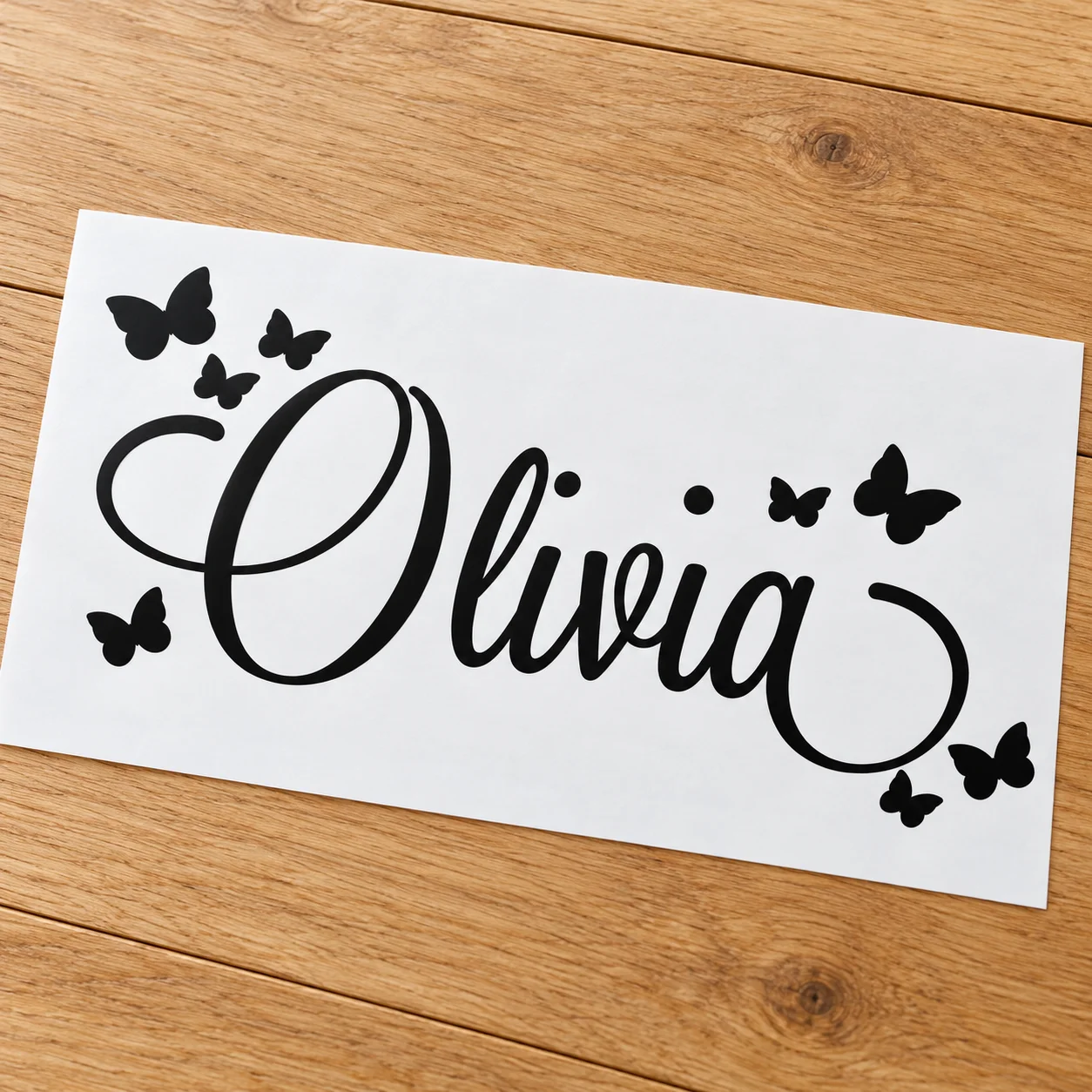 Olivia Name Butterfly Vinyl Car Decal, Elegant Script Lettering Sticker for Girls, Car Window SUV Truck Vehicle Decoration