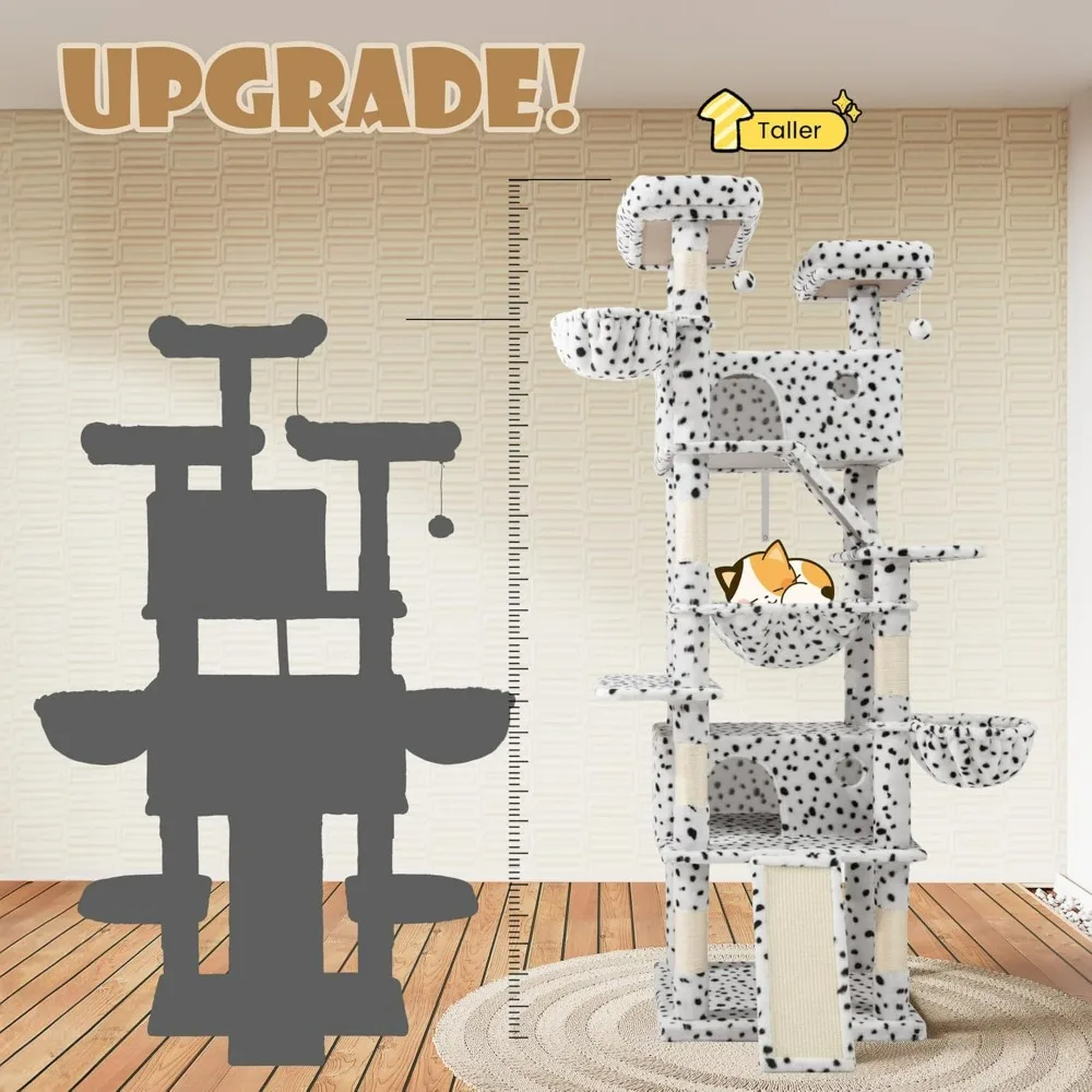 برج شجرة القطط طويل القامة متعدد المستويات للاستخدام الداخلي مع أرجوحة وجثم مريحة للقطط الكبيرة #4