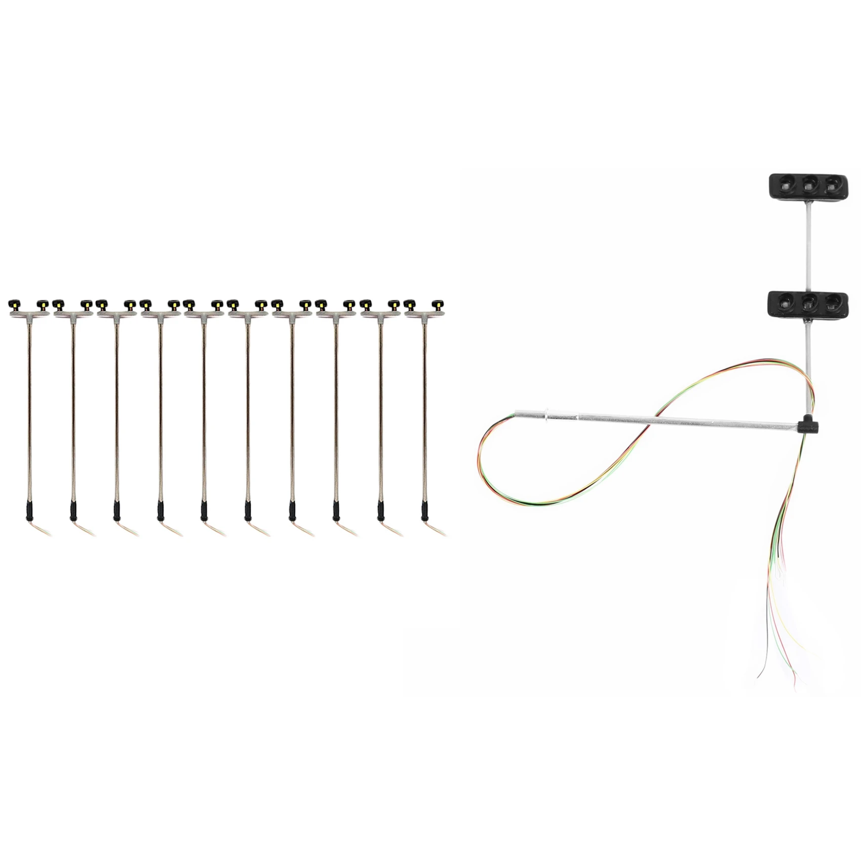 

B05C-10Pcs 2 светодиодных уличных фонаря в масштабе 1:100, уличный фонарь с 3-цветными светофора, масштабная модель 6 светодиодов для песочного стола своими руками