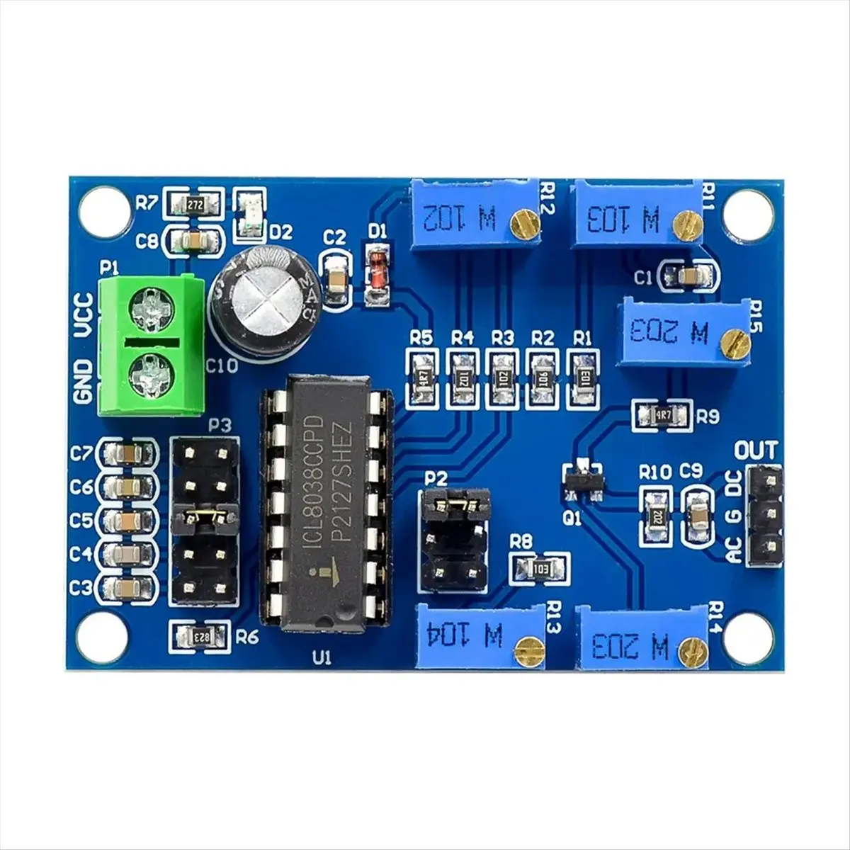 T35C ICL8038 Signal Generator Medium/Low Signal Frequency 10Hz-450KHz Triangular/Rectangular/Sine Wave Generator Module