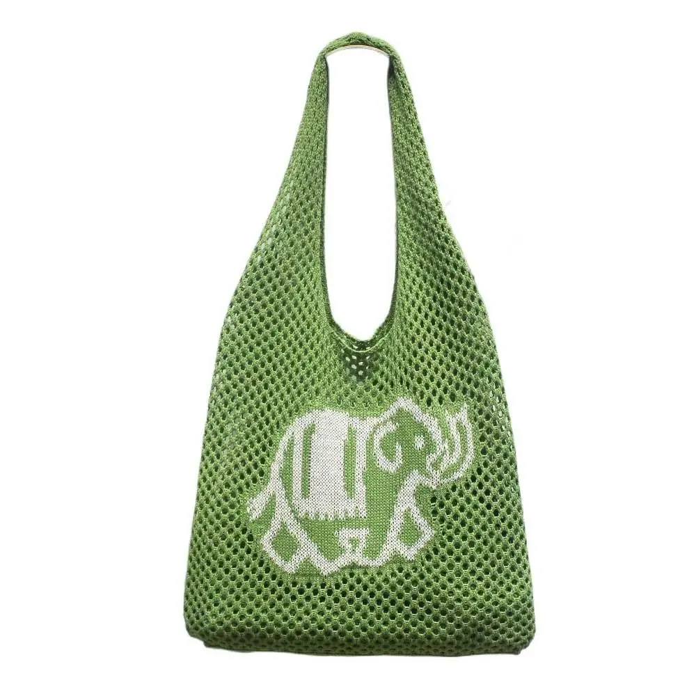 Oco tecido compras Tote para mulheres, Malas de ombro de tricô, Grande capacidade Crochet Bag, Novo