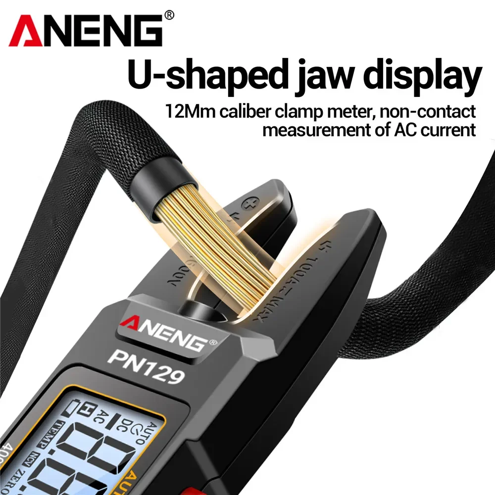 ANENG PN129  U-shaped Smart Clamp Meter 4000 Counts Multimeter AC/DC 600V Voltage Current Resistance NCV Sensing Test Tools