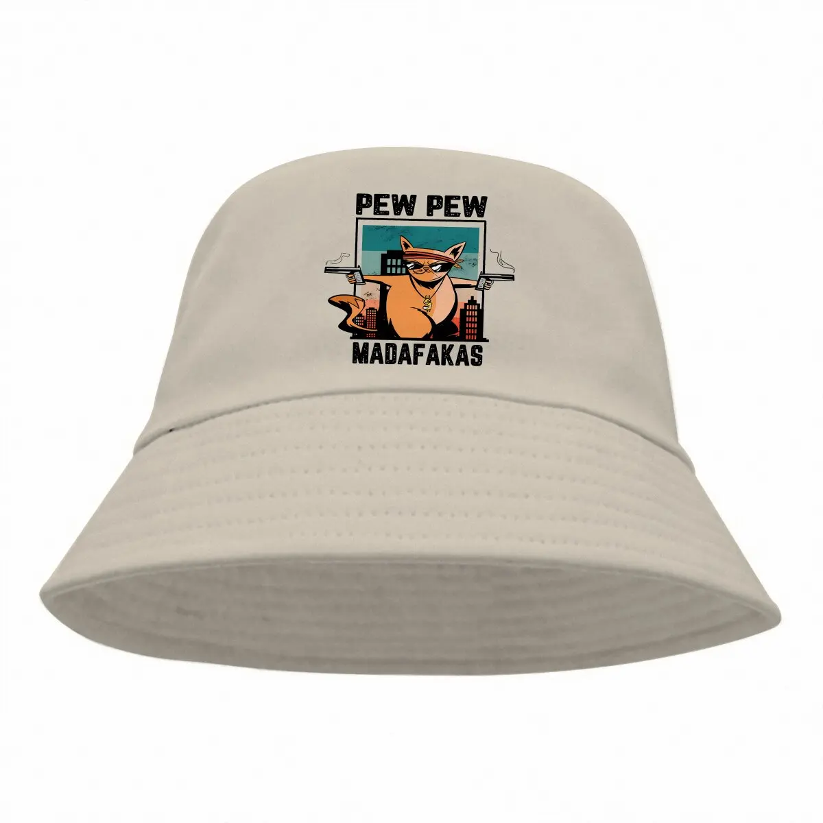 Pew Pew Madafakas Cat Animal Bucket Hat CRIMINAL Men's Women's Fisherman Cap Hip Hop Beach Sun Fishing Hats