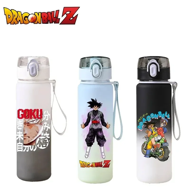 Botella de agua Dragon Ball de 550ml, gran capacidad, portátil, deportes al aire libre, taza de agua para niños, regalos, matraz graduado Son Goku Saiyan