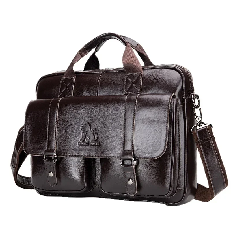 

Men's Briefcase A4 Business Handbag First Layer Leather Shoulder Bag Casual 14 Inch Computer Bag Designer Bag Messenger