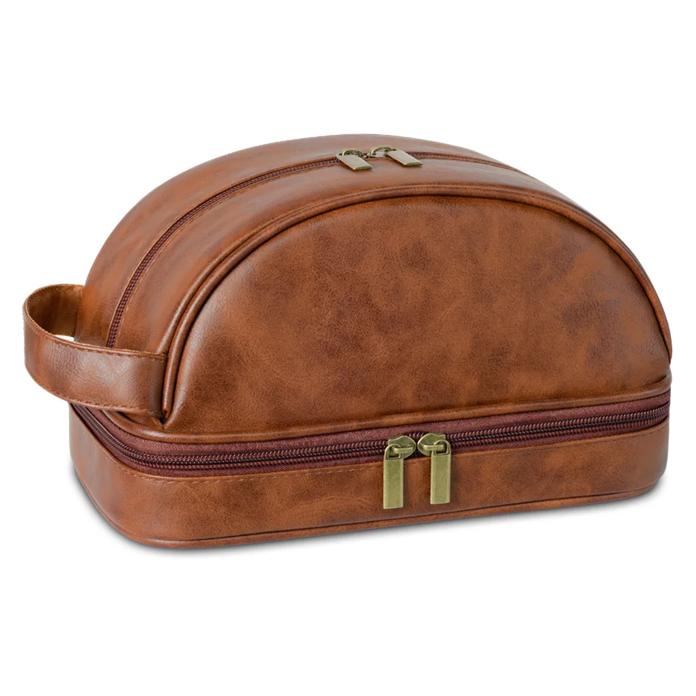 

Mens Business Travel Bag Zipper Makeup Bags PU Leather Travel Toiletry Bag Cosmetics Organizer Storage Pouch Large Capacity