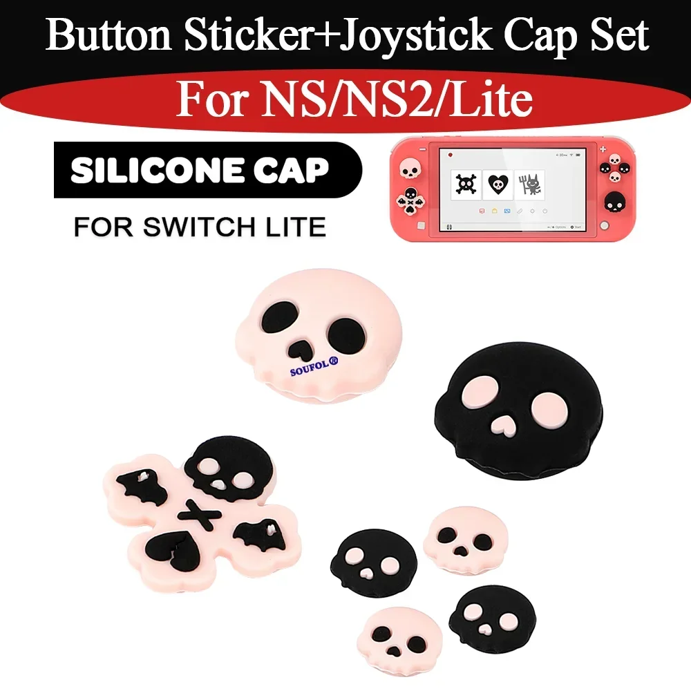 Voor Switch2 Skull Zachte beschermende joystickdoppen Cover Cross en ABXY-knop Vervangende reparatieonderdelen voor Switch/Lite-accessoires