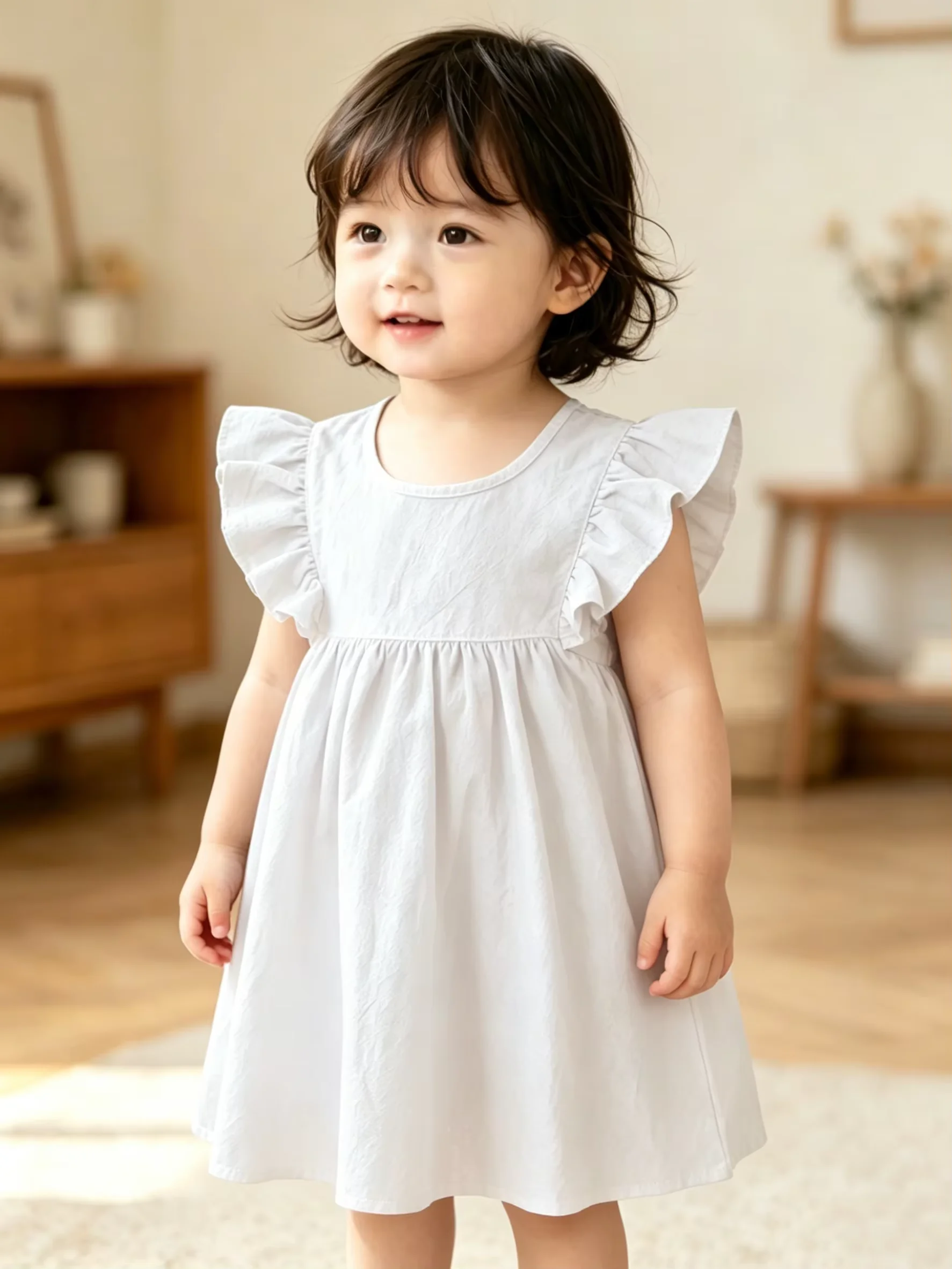 0-5Y Toddler Baby Girls Cotton Dress Ruffle Fly Sleeve Backless Tie Summer Casual A-line Sundress for Kids