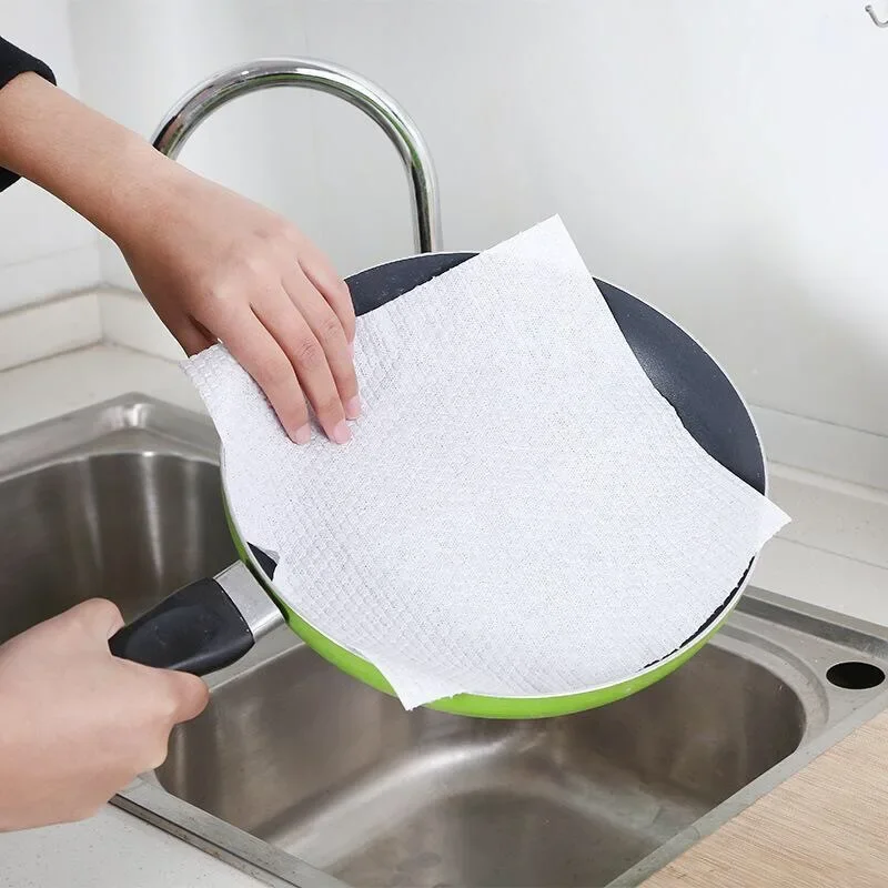 50PC Washable Dry and Wet Dual-use Lazy Rag Kitchen Disposable Dish Towel Non-woven Disposable Lazy Rag Microfiber Cloth