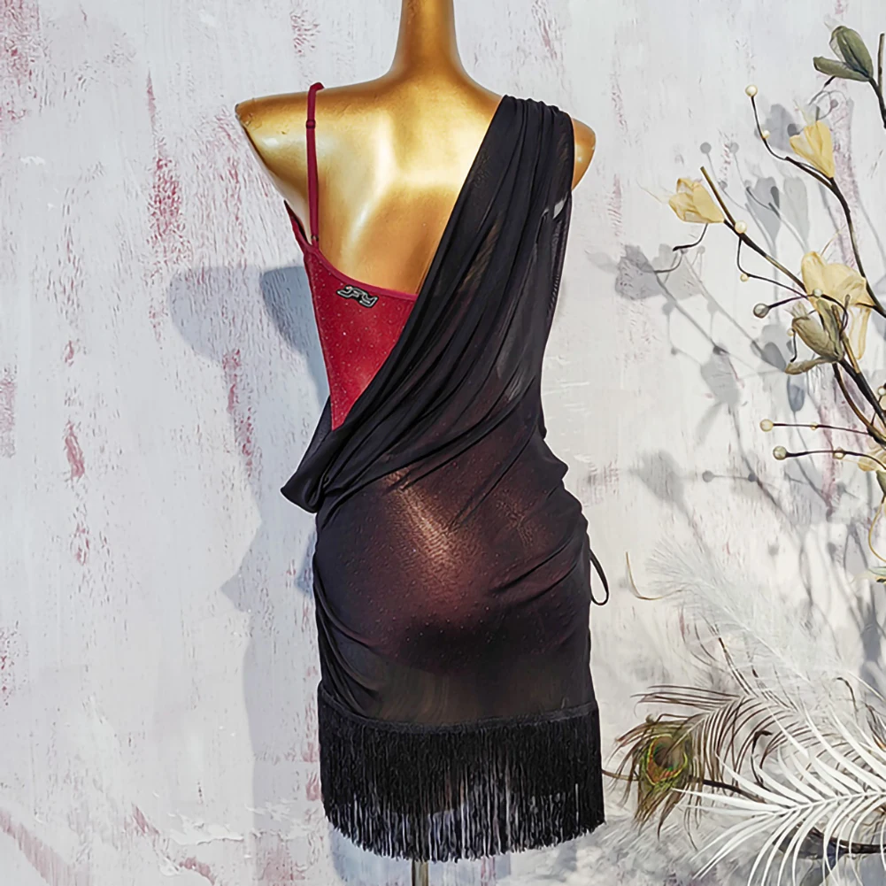 Top da ballo Samba Blue Abiti da pratica neri rossi da donna Abiti da ballo senza maniche Abiti da pratica per trapano per performance latine