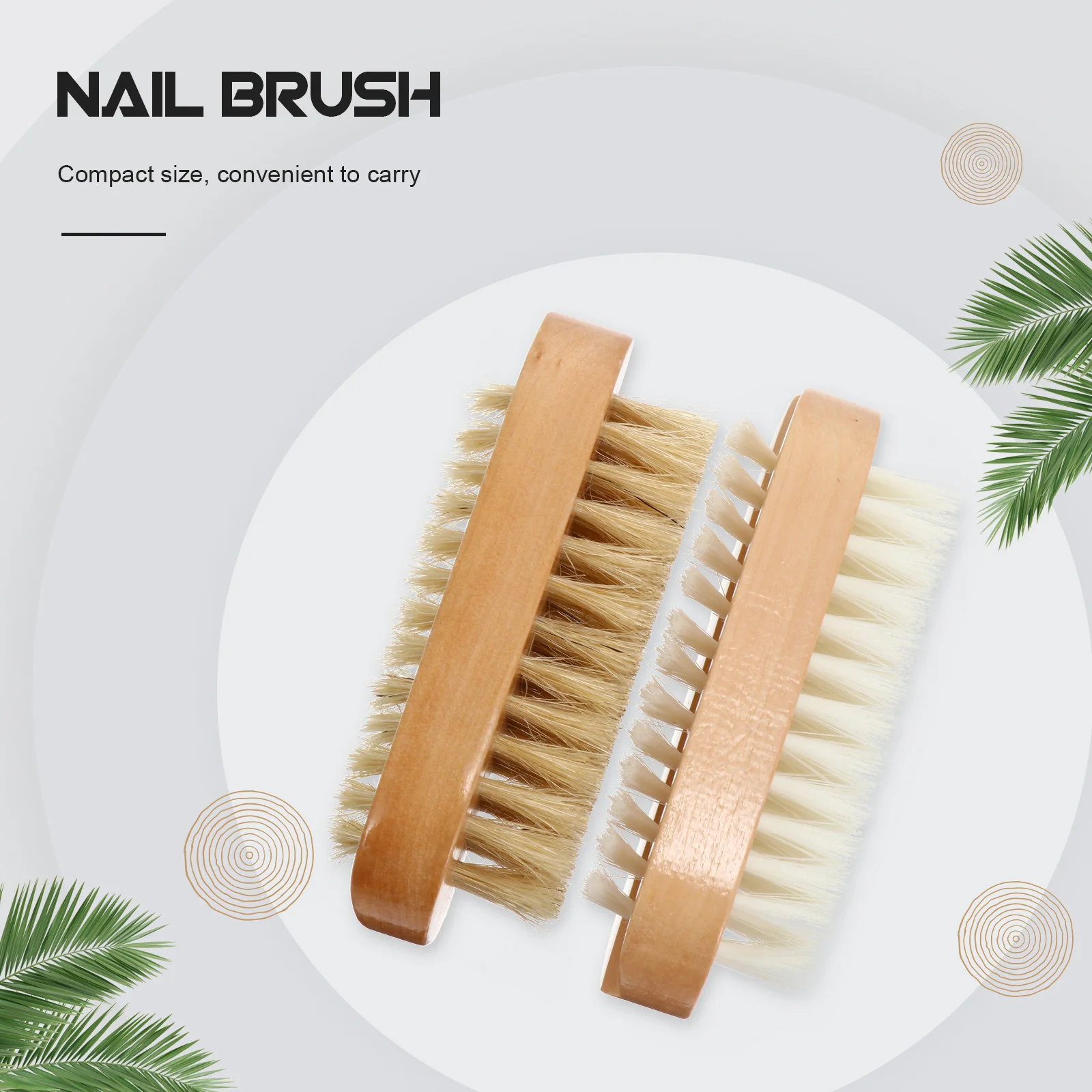 

2Pcs Wooden Nail Brush Dual Sided Manicure Brush Comfortable Bristle Fingernail Cleaning Tool Hand Pedicure Tool