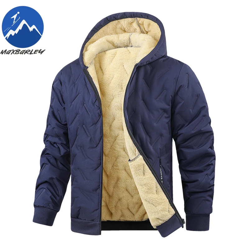 

Maxbarley 2025 зимняя флисовая куртка мужская утепленная шерстяная куртка для отдыха модный дизайн теплая походная парка с капюшоном уличный лыжный костюм мужской