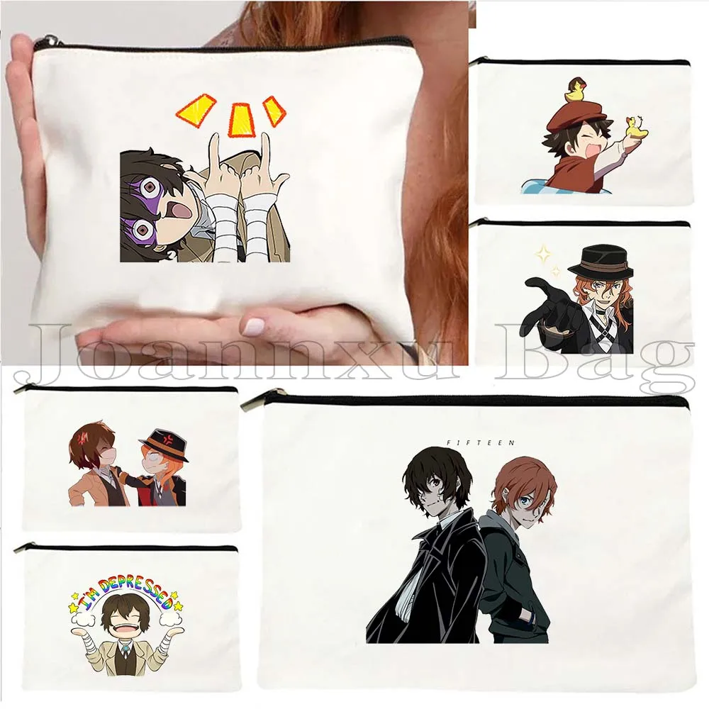

Japan Anime Bungou Stray Dogs Chuuya Nakahara Osamu Dazai Gifts Canvas Cosmetic Bag Makeup Toilet Bag Pencil Case Zipper Pouch