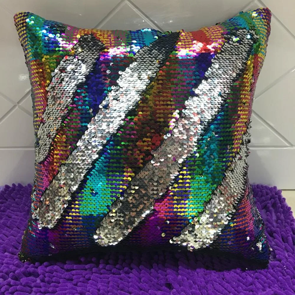 CIFBUY Glitter Sequins Beads Cushion Cover Decorative Throw Pillow Case for Sofa Cafe Home Textiles