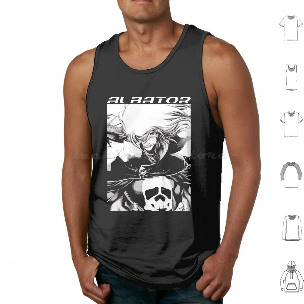 Albateur Essentiel Tank Tops Print Cotton Albator Harlock Pirate Cartoon Captain Harlock Anime Corsair Manga Space Pirate