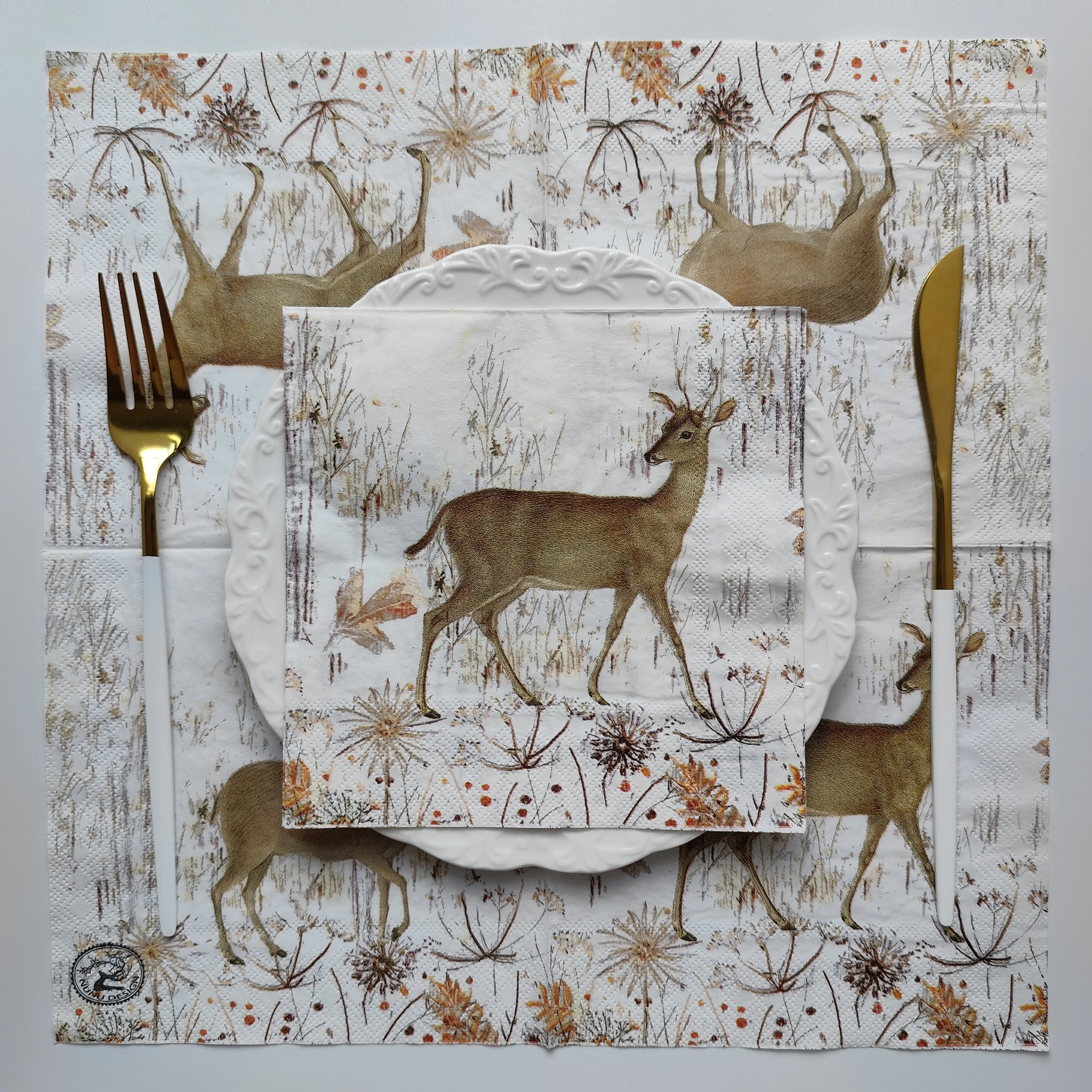 20 Stück Servietten mit Waldhirsch-Motiv, perfekt für Hochzeiten, Brautpartys, Thanksgiving, Weihnachtsfeiern und Decoupage-Bastelarbeiten