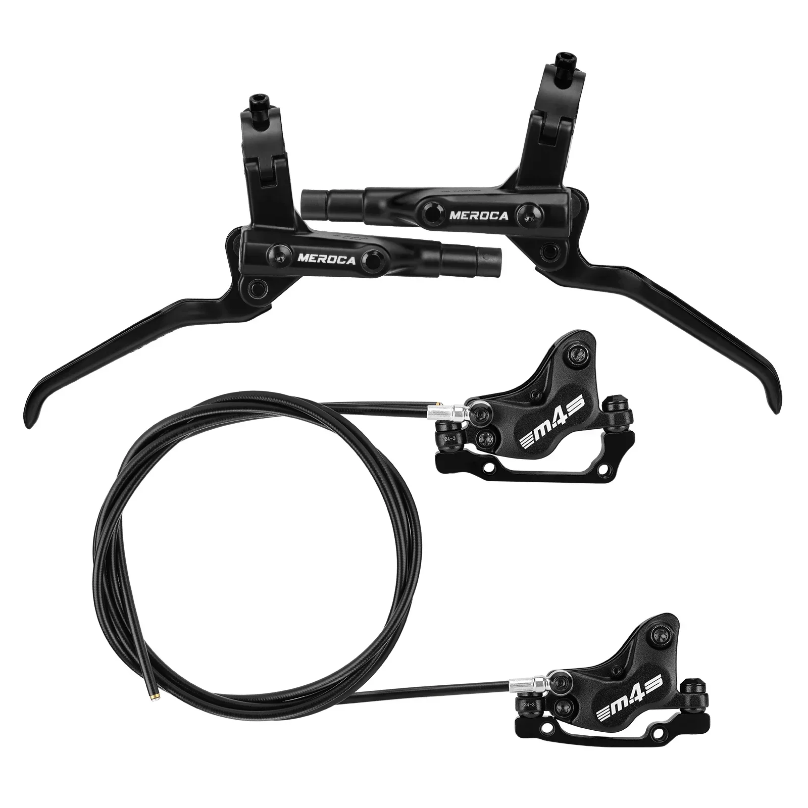 MEROCA NEW M4S 4-Piston MTB Hydraulic Brakeset Split Brake Left rear and Right front Brake 850mm/1600mm For MTB Bike Disc Brake