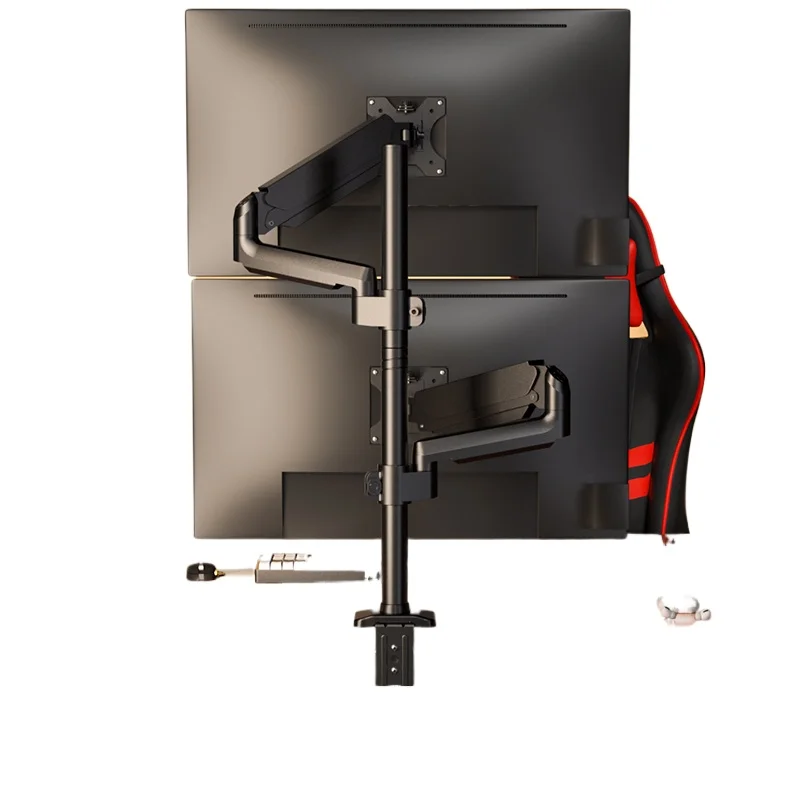 

Dual-screen monitor bracket, air pressure cantilever lift, upper and lower screens, no punching