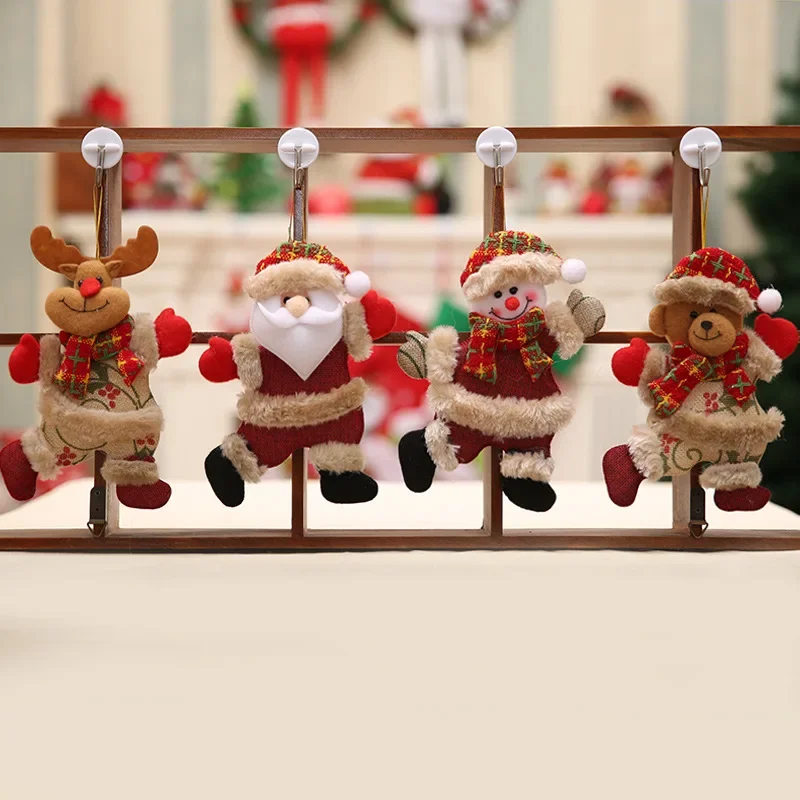 2pcs Christmas Tree Accessories Christmas Small Doll Dancing Old Man Snowman Deer Bear Cloth Dolls Small Hanging Gifts