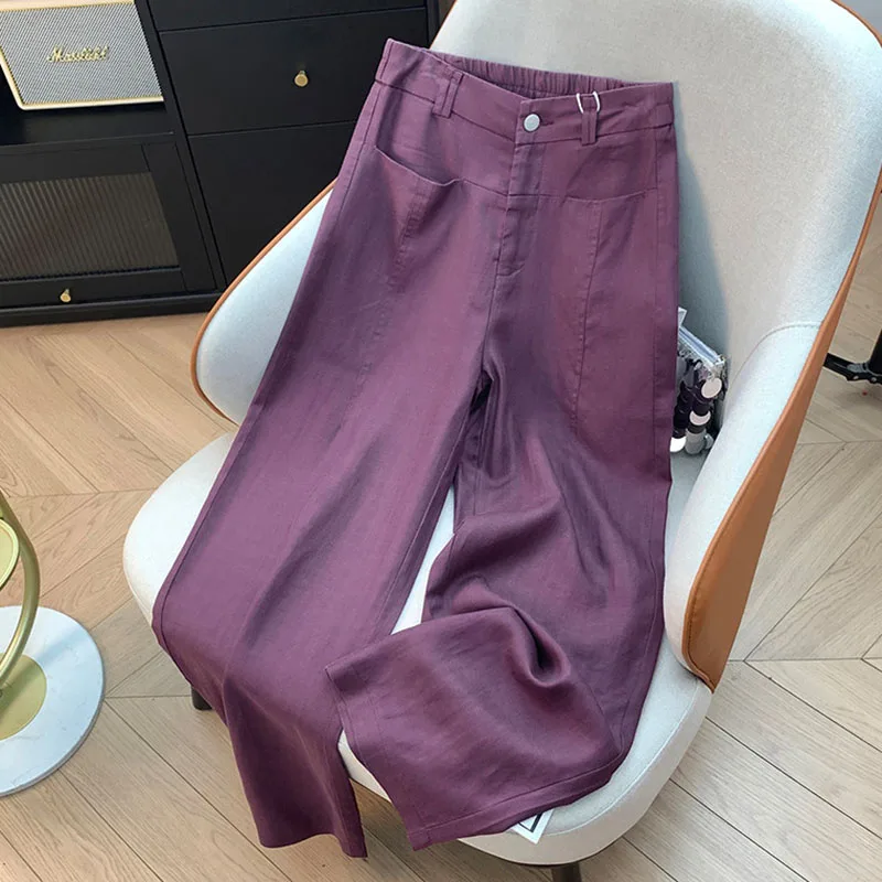 

Летние женские брюки 2026 из хлопка и льна, свободные, с высокой талией, в корейском стиле, однотонные, повседневные, прямые, широкие штанины, льняные брюки для женщин