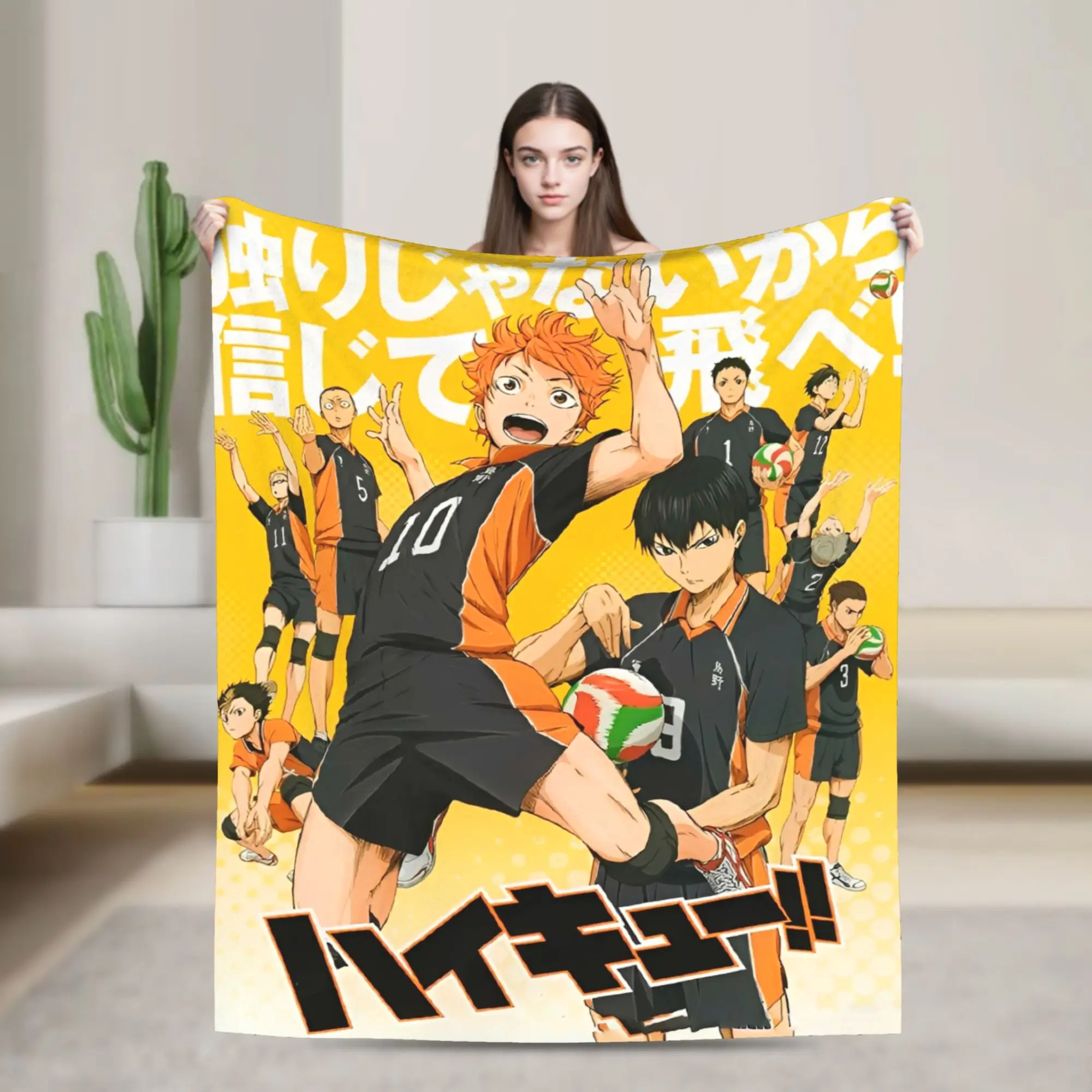 Haikyuus  Volleyball Manga Blanket Cover Fleece Anime Ultra-Soft Throw Blanket for Bedroom Sofa Bed Rug