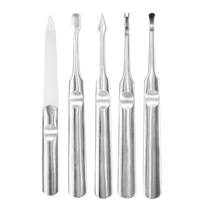 

30Set/Lot Cuticle Pusher Stainless Steel Metal Nail Edge Dead Skin Shovel Knife Fork Exfoliate Tool Manicure Tool HA2203