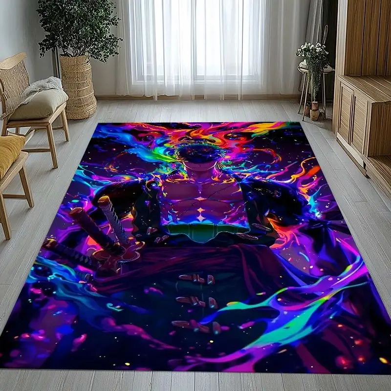 Anime Zoro One P-Piece Straw Hat Pirates Soft Non-Slip Area Rug for Living Room,Bedroom Playroom Carpet Mat for Sofa,Home Decor