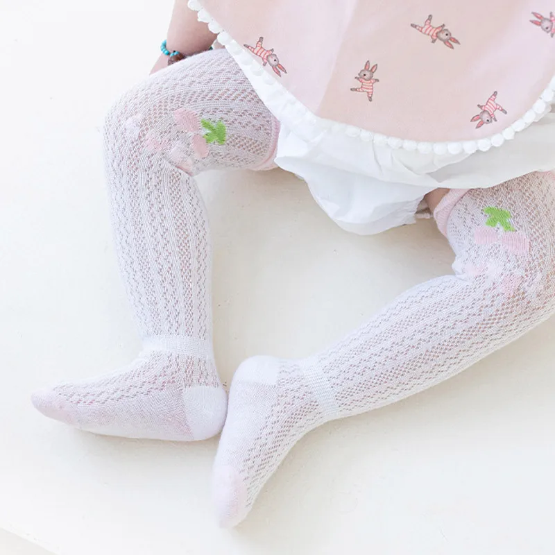 3Pairs Summer Baby Mesh Socks Cute Girl Knee High Mosquito Proof Long Sock Thin Breathable Children Stockings 0-3Year Footwear
