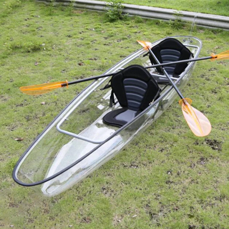 Popular 2 Person Glass Bottom Canoe See Through Transparent Kayak With Free Accessories