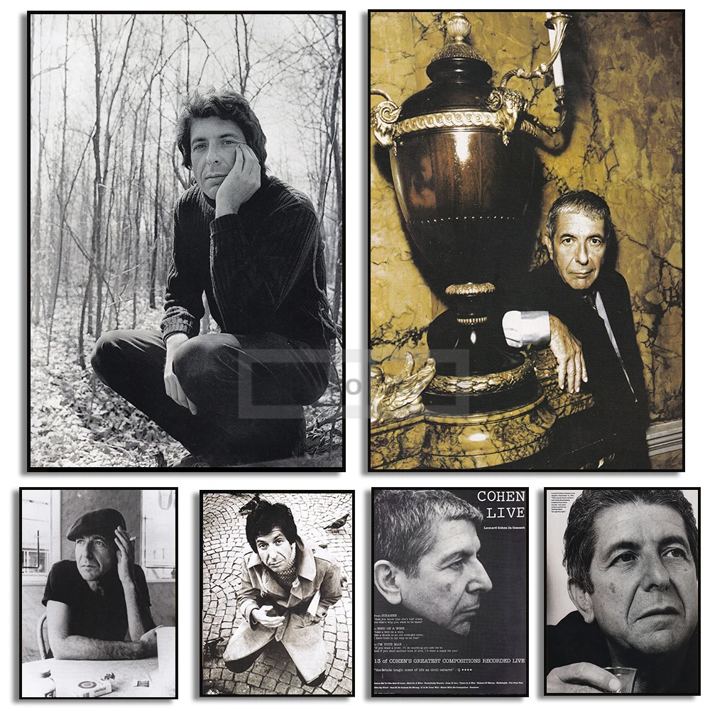 Pósteres de cantante de Rock canadiense Leonard Cohen, impresiones clásicas de revistas Vintage, pintura en lienzo, imágenes artísticas de pared, decoración de la habitación del hogar