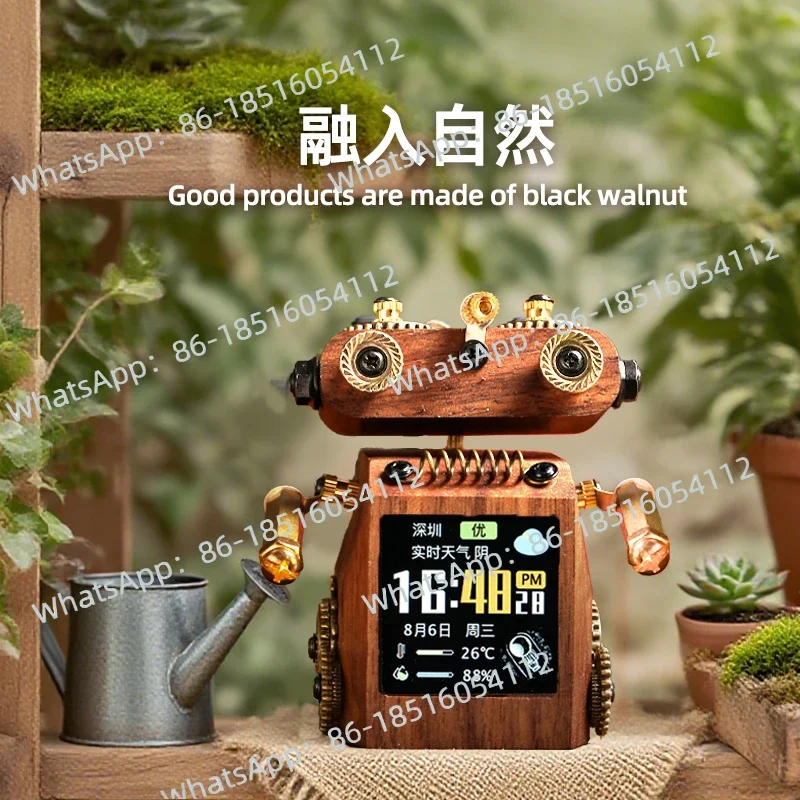 tech-premium-wifi-weather-forecast-alarm-clock-cyberpunk-robot-boys-gift-solid-wood-computer-desk