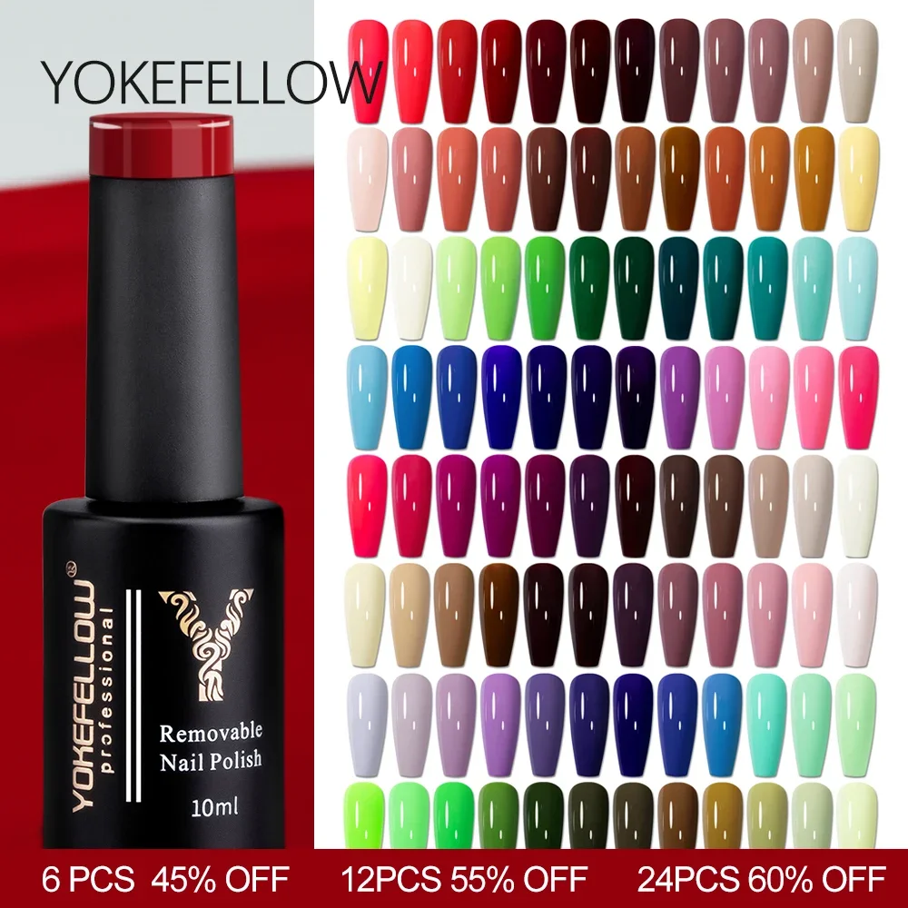 YOKEFELLOW Gel Nail Polish UV LED 122 Colors 10ml Rich Pigment Soak Off Low Odor Long-Wear Gel Varnish for Professional Manicure