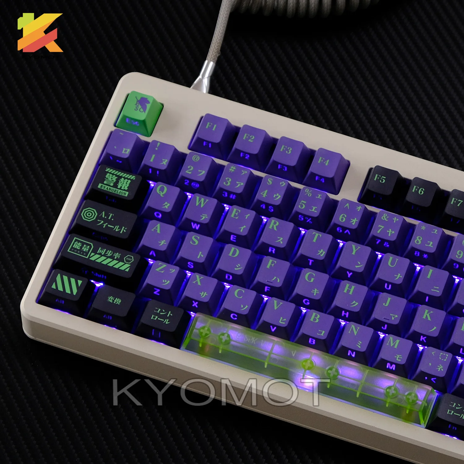 KTOMOT 136 مفتاح إيفا 01 آلة تألق من خلال أغطية المفاتيح الكرز الشخصي انمي ياباني لعبة Keycap للوحة المفاتيح الميكانيكية Mx التبديل