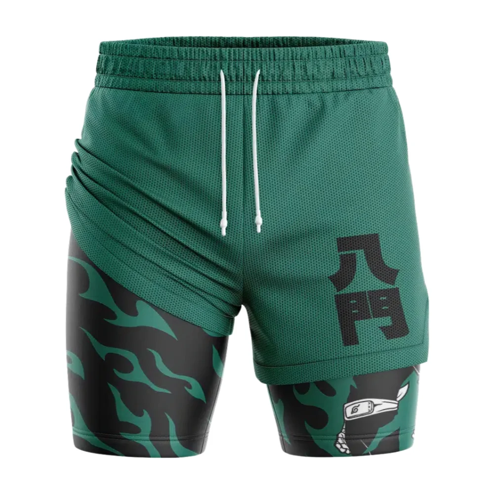 Naruto Rock Lee Gate Open Shippuden 2-in-1 Performance Shorts Family Summer Breathable Quick-drying Anime Unisex Training Shorts