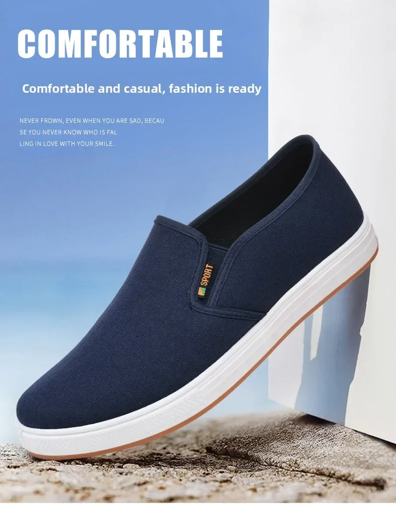 Herren Canvas Slip-On Schuhe, Lässige Loafer, Rutschfeste Gummisohle, Leichte Atmungsaktive Flache Schuhe, Alltagsschuhe, Bequeme Freizeitschuhe – Detail 1