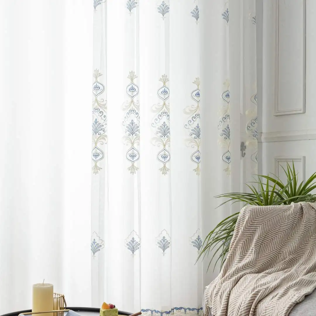 

Modern Romantic European High-end Curtains for Bedroom and Living Room Embroidered Translucent Embroidered Window Screen