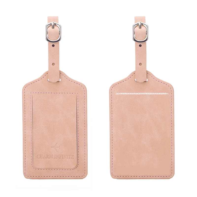 Women Men PU Leather Luggage Tag Suitcase Identifier Label Baggage Boarding Bag Tag Name ID Address Holder Travel Accessories