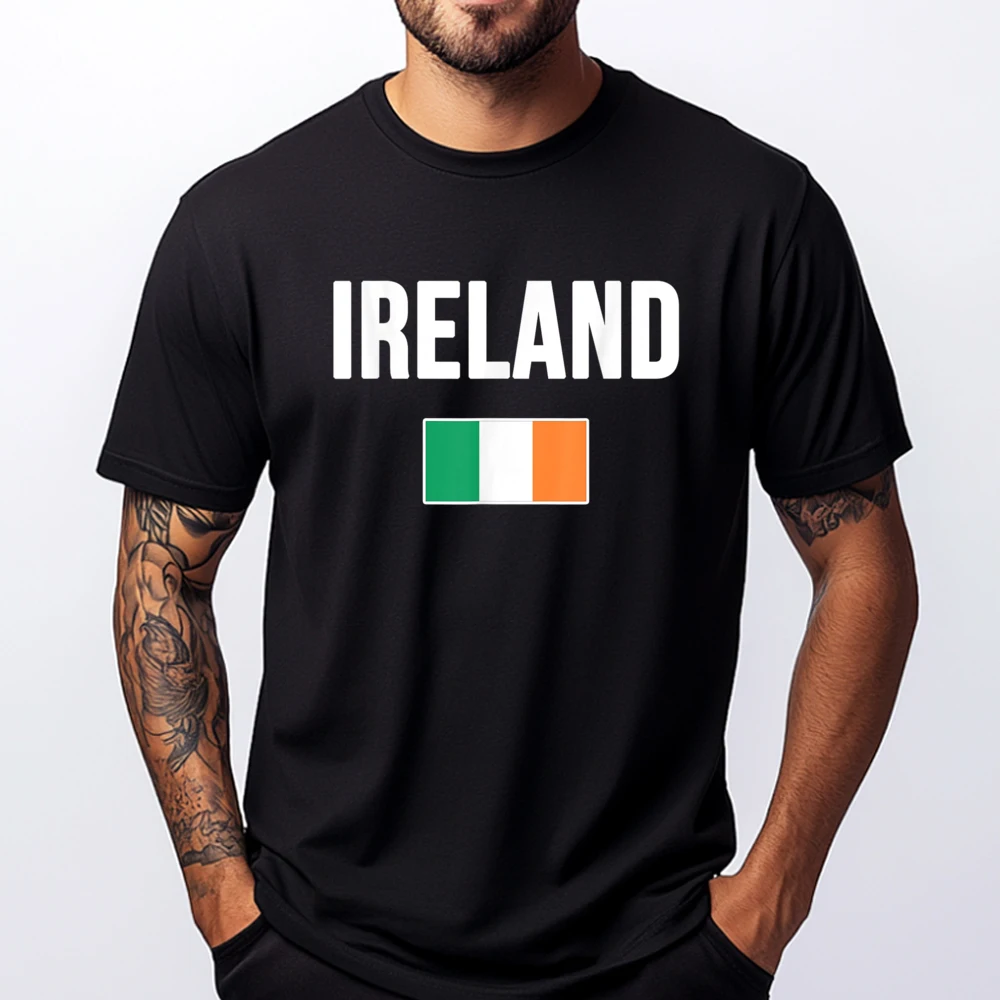 

Ireland Irish Flag Souvenir Printed T-Shirt Male Cotton Comfort Vintage T Shirts Figures Valentine's Day Gift T-shirts for Men