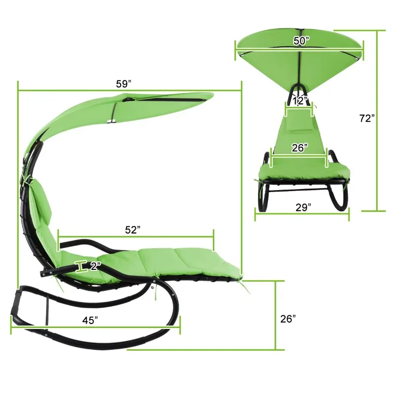 Modern Portable Metal Hanging Rocking Chair Indoor Outdoor Spa Lounger Shade Living Room Hotel Bedroom