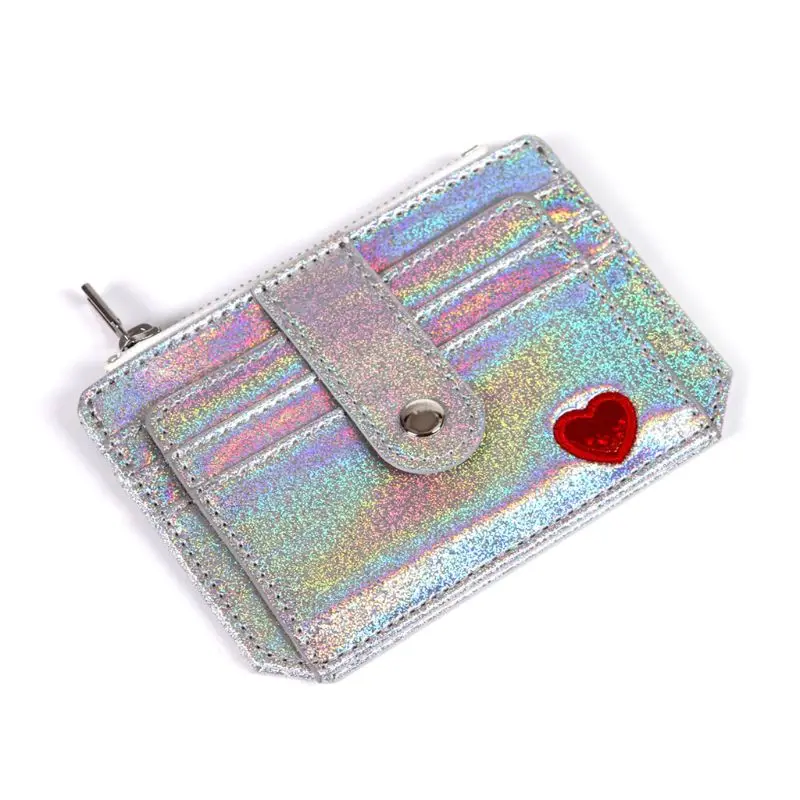 

Wallet Slim Money Credit Card Holder ID Business Women Laser Shining PU Leather Purse Case