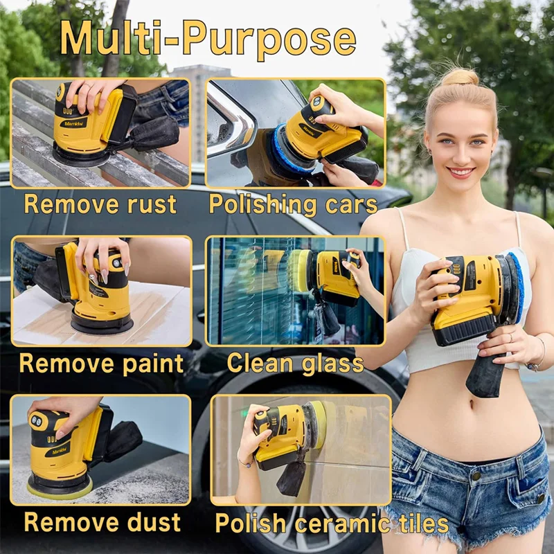 Mamidw Brushless Cordless Rechargeable Disc Random Orbital Sander Woodworking Sanding Putty Polishing Tool For Dewalt 20V