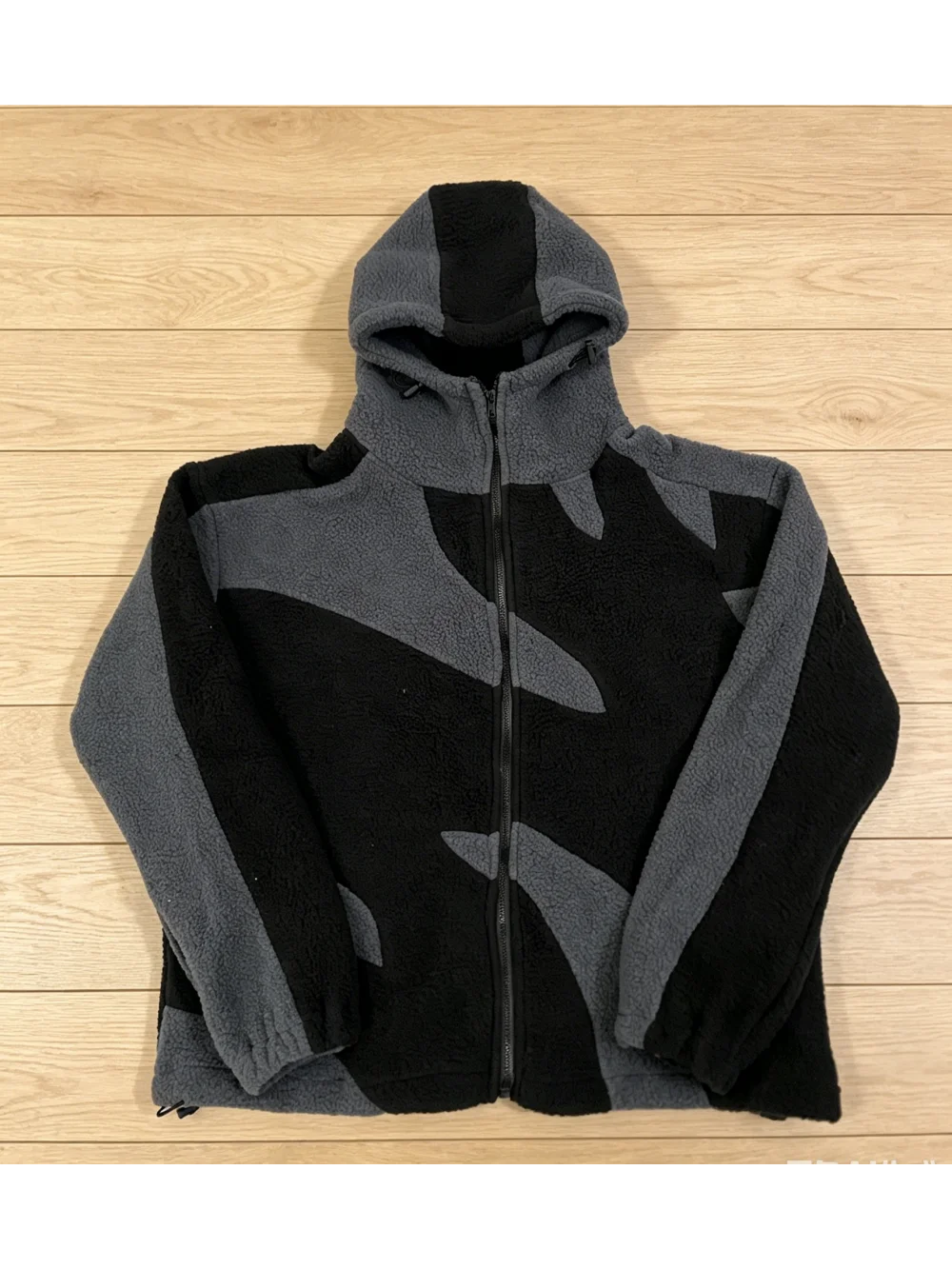 2026 new autumn and winter color blocking splicing lamb wool hooded jacket with full zipper plush loose street trend unisex ins