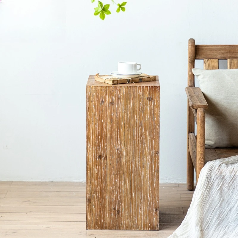 living room sofa side table, shooting props retro old flower stand, bedroom bedside coffee table small square table